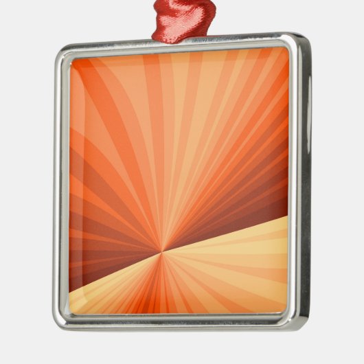 Modern Abstract Oranje Rood Vanilla Grafisch Fract Metalen Ornament (Links)