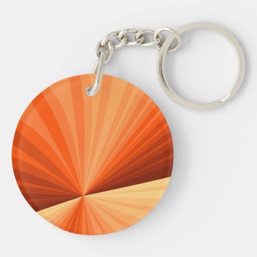 Modern Abstract Oranje Rood Vanilla Grafisch Fract Sleutelhanger (Achterkant)