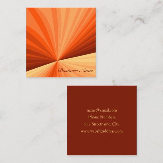 Modern Abstract Oranje Rood Vanilla Grafisch Fract Vierkante Visitekaartje (Voorkant / Achterkant)