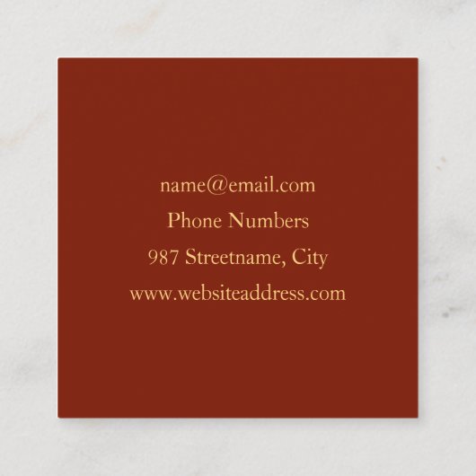 Modern Abstract Oranje Rood Vanilla Grafisch Fract Vierkante Visitekaartje (Achterkant)