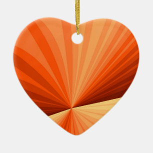 Modern Abstract Oranje Rood Vanille Fractal Hart Keramisch Ornament
