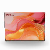 Modern Abstract-Oranje roze en goud- Fotoblokken (Voorkant)