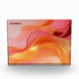 Modern Abstract-Oranje roze en goud- Fotoblokken