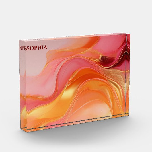 Modern Abstract-Oranje roze en goud- Fotoblokken (Links)