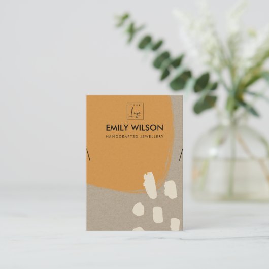 MODERN ABSTRACT ORANJE RUST KRAFT KETTING DISPLAY VISITEKAARTJE (Staand voorkant)