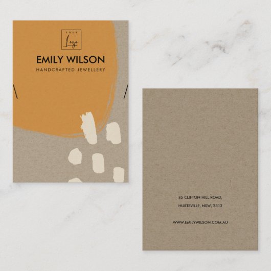 MODERN ABSTRACT ORANJE RUST KRAFT KETTING DISPLAY VISITEKAARTJE (Voorkant / Achterkant)