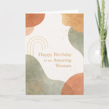 Modern Abstract Organic Shapes Boho Birthday Card