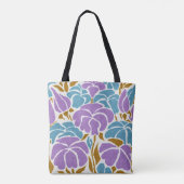 Modern Abstract Paars blauw geel ontwerp Tote Bag (Achterkant)