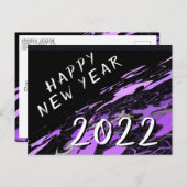 Modern Abstract Paars gelukkig nieuwjaar 2022 Briefkaart (Voorkant / Achterkant)
