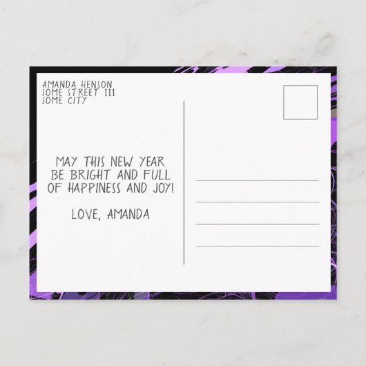 Modern Abstract Paars gelukkig nieuwjaar 2022 Briefkaart (Achterkant)