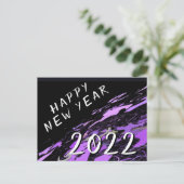Modern Abstract Paars gelukkig nieuwjaar 2022 Briefkaart (Staand voorkant)