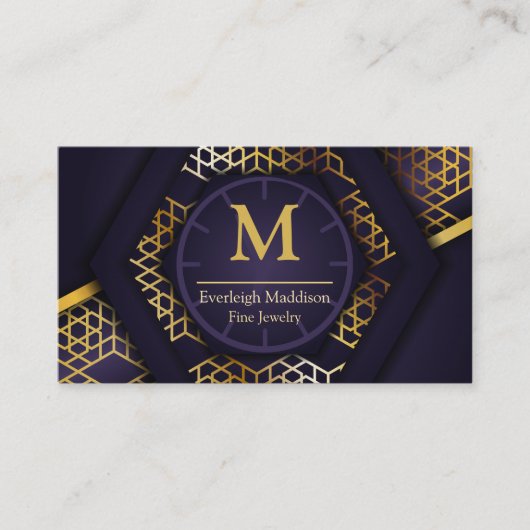 Modern Abstract Paars goud Visitekaartje (Voorkant)