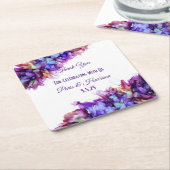 Modern Abstract Paars Haze Alcohol Ink Wedding Kartonnen Onderzetters (Schuin)