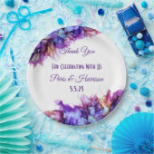 Modern Abstract Paars Haze Alcohol Ink Wedding Papieren Bordje (Feest)