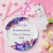 Modern Abstract Paars Haze Alcohol Ink Wedding Papieren Bordje (Feest)