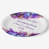 Modern Abstract Paars Haze Alcohol Ink Wedding Papieren Bordje (Gekanteld)