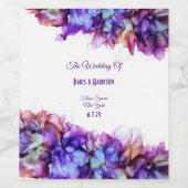 Modern Abstract Paars Haze Alcohol Ink Wedding Wijn Etiket (Enkel label)
