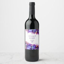 Modern Abstract Paars Haze Alcohol Ink Wedding Wijn Etiket