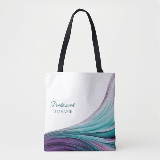 Modern Abstract-Paarse en Blauwgroen-bruidsmeisje- Tote Bag (Voorkant)