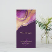 Modern Abstract Paarse en gouden huwelijksprogramm (Staand voorkant)