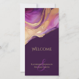 Modern Abstract Paarse en gouden huwelijksprogramm