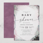 Modern Abstract Paarse en groene Baby shower Kaart (Voorkant / Achterkant)