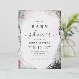 Modern Abstract Paarse en groene Baby shower Kaart
