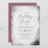 Modern Abstract Paarse en groene verjaardagsfeestj Kaart (Voorkant / Achterkant)