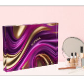 Modern Abstract-Paarse Roze en Goud- Fotoblokken