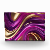 Modern Abstract-Paarse Roze en Goud- Fotoblokken (Voorkant)