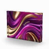 Modern Abstract-Paarse Roze en Goud- Fotoblokken (Rechts)