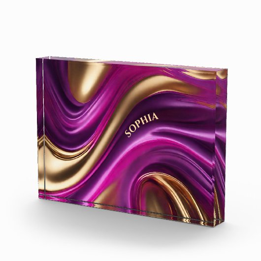 Modern Abstract-Paarse Roze en Goud- Fotoblokken (Rechts)