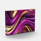 Modern Abstract-Paarse Roze en Goud- Fotoblokken (Links)