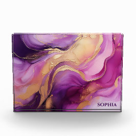 Modern Abstract-Paarse Roze en Goud- Fotoblokken