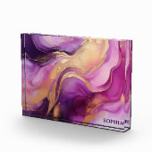 Modern Abstract-Paarse Roze en Goud- Fotoblokken (Rechts)