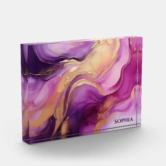 Modern Abstract-Paarse Roze en Goud- Fotoblokken (Links)