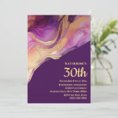 Modern Abstract Paarse roze en goud- Kaart (Staand voorkant)