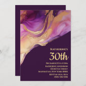 Modern Abstract Paarse roze en goud- Kaart (Voorkant / Achterkant)