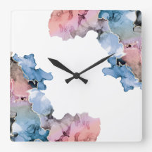 Modern Abstract Paint Splash Inks Blue Pink