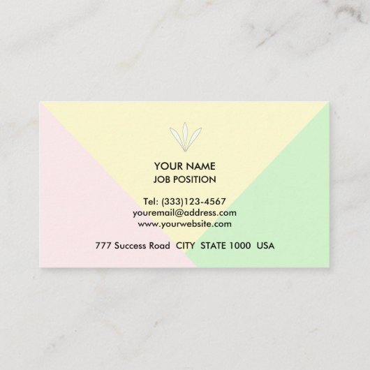 Modern Abstract pasteel Gold Roos, geel en groen Visitekaartje (Achterkant)