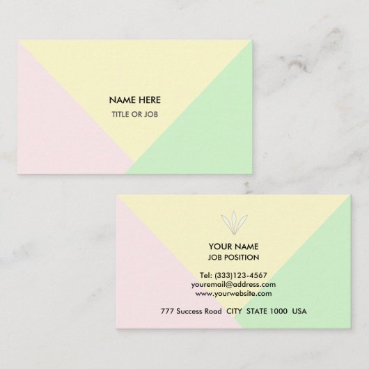 Modern Abstract pasteel Gold Roos, geel en groen Visitekaartje (Voorkant / Achterkant)