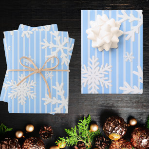 Modern Abstract Pastel Blauw Sneeuwvlokpatroon Inpakpapier Vel
