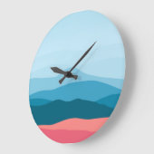 Modern Abstract Pastel Blue Pink Mountains Grote Klok (Hoek)