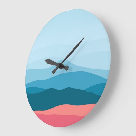 Modern Abstract Pastel Blue Pink Mountains Grote Klok (Hoek)