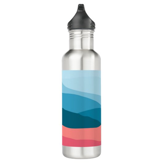 Modern Abstract Pastel Blue Pink Mountains Waterfles (Rechts)