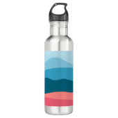 Modern Abstract Pastel Blue Pink Mountains Waterfles (Voorkant)