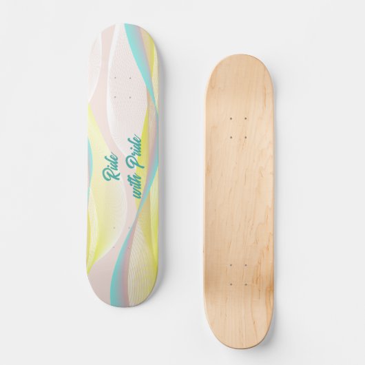 Modern Abstract Pastel Fluid Waves & Mesh Persoonlijk Skateboard (Voorkant)