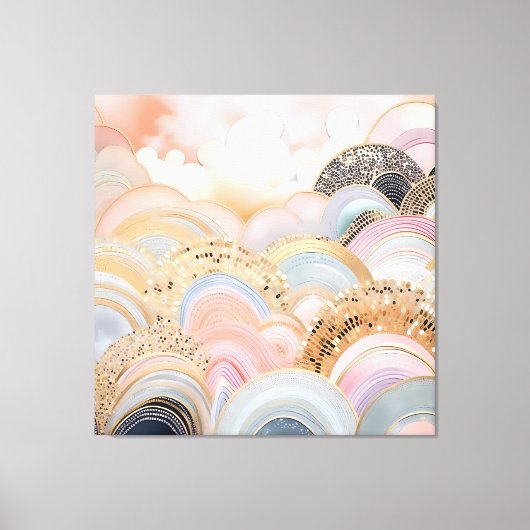 Modern abstract pastel licht roze en beige canvas afdruk (Voorkant)