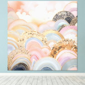 Modern abstract pastel licht roze en beige canvas afdruk (Insitu (Houten vloer))