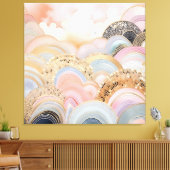 Modern abstract pastel licht roze en beige canvas afdruk (Insitu (Woonkamer))